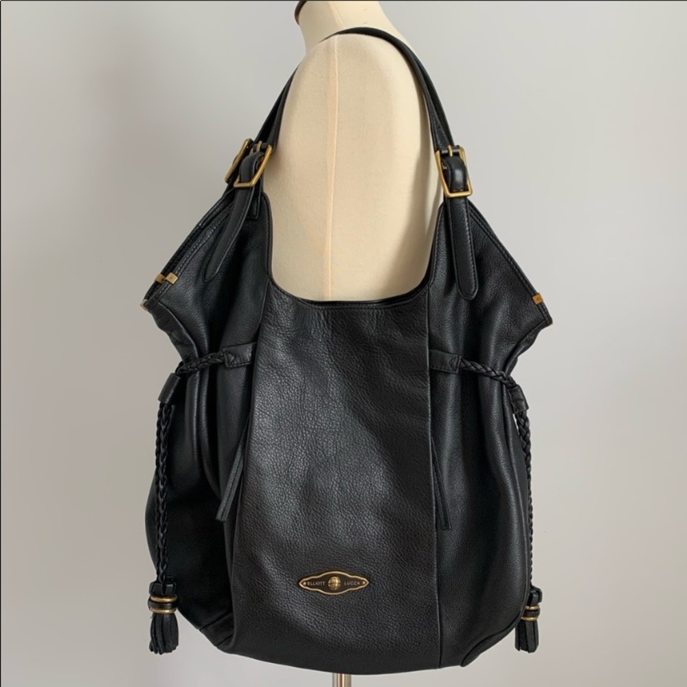 ELLIOT LUCCA Pebbled Leather Black Hobo Purse